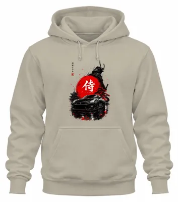 Imagen del producto de Sudadera con capucha "Samurai Strength JDM GTR Japan Sportwagen Y2K Drifting", color natural, talla S