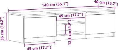 Produktbild von vidaXL TV-Schrank Schwarz 140x40x35,5 cm Holzwerkstoff