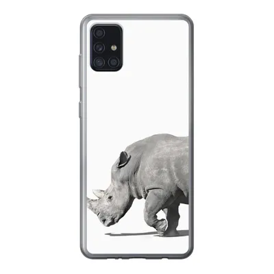 Produktbild von MuchoWow® Handyhülle Schutzhülle Hülle für Samsung Galaxy A52 5G Rhinozeros - Tiere - Weiß Silikon Softcase Handy Hülle - Umschlag