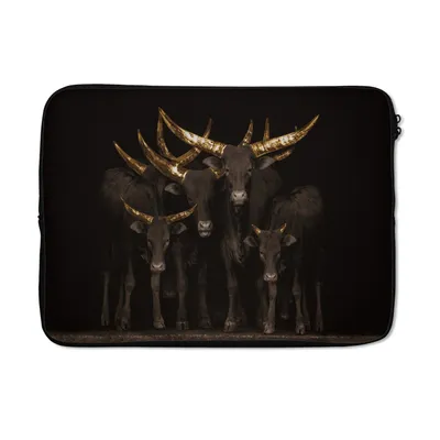 Produktbild von MuchoWow® Laptop Hülle 14 ZollKühe - Hörner - Gold Laptoptasche - Laptoptasche - Stoßsicher - Schutzhaube