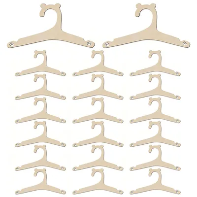 Produktbild von 20er Set Kinder-Holzbügel, niedliche Baby- und Puppenbügel, mit Rillen, ideal zum Aufhängen von Kleidung und als Dekoration