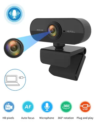 Produktbild von INF Full HD 1080P Webcam mit Autofokus PC+ABS 7cm x 5cm x 5cm für Laptop