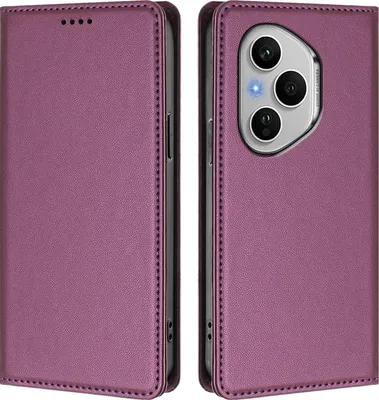 Image de Étui en cuir pour Honor 400 Pro, étui à rabat magnétique en cuirPolyuréthaneavec support, violet