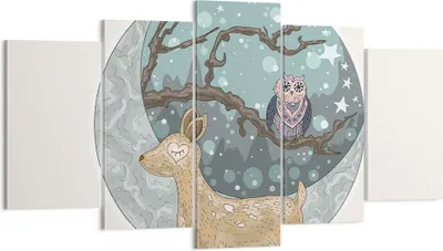 Produktbild von Bild auf Leinwand - Leinwandbild - Tiere Nacht Mond Eule - 160x85cm - Wand Bild - Wanddeko - Leinwanddruck - Bilder - Kunstdruck - Wanddekoration - Leinwand bilder - Wandkunst - EA160x85-2853