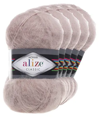5 x 100g Strickgarn Alize Mohair Classic Mohairwolle puderrosa
