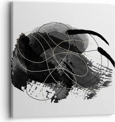 Produktbild von Bild auf Leinwand - Leinwandbild - Einteilig - Abstraktion Schwarz Flecken - 40x40cm - Wand Bild - Wanddeko - Wandbilder - Leinwanddruck - Bilder - Wanddekoration - Leinwand bilder - AC40x40-4368
