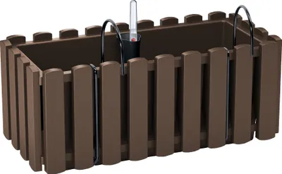 Produktbild von 3x Blumenkasten 40 cm Blumentopf mit Halterungen Pflanztopf Wasserstandsanzeiger Balkonkasten Pflanzkästen Braun