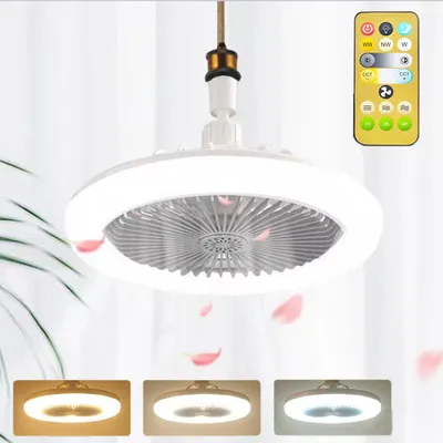 Obrázok produktu pre Stropný ventilátor s osvetlením diaľkové ovládanie E27, 30W lampa s ventilátorom stmievateľná 3 rýchlosti 3 farby svetla kuchyňa garáž spálňa, sivá