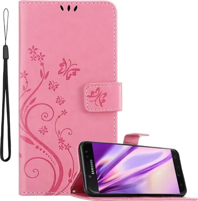 Obrázok produktu pre Cadorabo Puzdro pre Samsung Galaxy J7 2018 Ochranný kryt v ružovej farbe Puzdro na mobil Flowers Flower