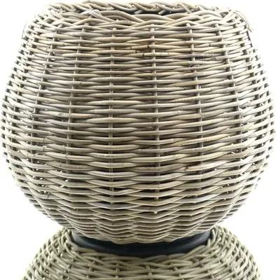 Produktbild von Van der Leeden Pflanzkübel Sylter Körbe Tina, Rattan & recycelter Kunststoff, Grau, DRYPOT®, Ø 55 cm, H 45 cm, 29 Liter