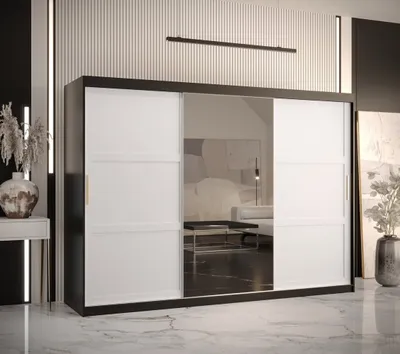 Produktbild von Kleiderschrank RAISA 2 – Breite 250 cm, schwarz / weiß