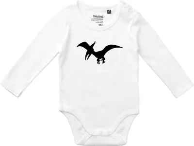 Produktbild von Huuraa Baby Body Pteranodon Dinosaurier 62 White  Baumwolle Fairtrade Langarmbody Geschenkidee