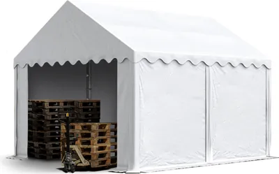 Image de TOOLPORT Tente de Stockage 4x4 m abri bâche PVC 750 N imperméable blanc avec cadre de sol