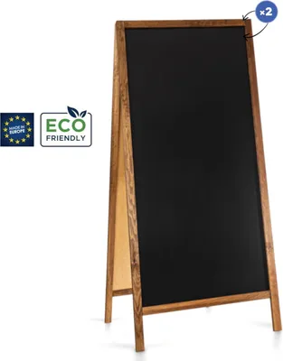 Image de Panneau d'affichage en ardoise et bois Classic XL (72 x 160 cm) - marron