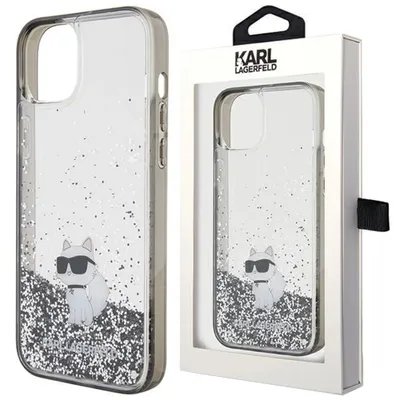 Produktbild von Karl Lagerfeld Liquid Glitter Choupette Hülle für iPhone 15 Plus  transparent Handyhülle