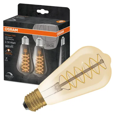 Zdjęcie produktu dla 2x Żarówka LED Dekoracyjna ST64 Edison E27 4.8W = 37W 420lm 2200K Ciepła 320° Filament Ściemnialna Vintage 1906 Osram