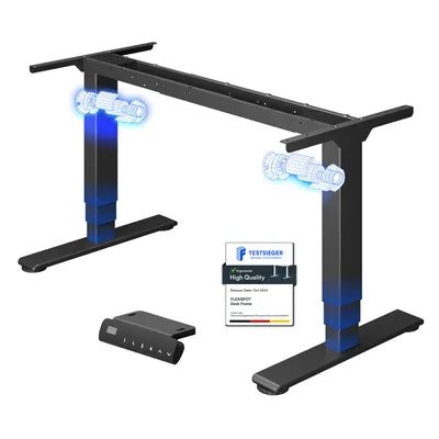 Produktbild von FLEXISPOT EC5-Lite Elektrisch Höhenverstellbares Tischgestell,Doppelmotor, 3-stufige Beine, 100kg Tragkraft,4 Speicherplätze, Kollisionsschutz,Schwarz