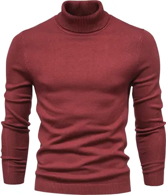 Produktbild von Herren Einfarbig Feinstrick Pullover mit Halber Kragen/Rollkragenpullover Slim Fit Männer Sweater Winter Warmer Oberteile Freizeit Sweatshirt Winterpullover Alltag Basic Pulli