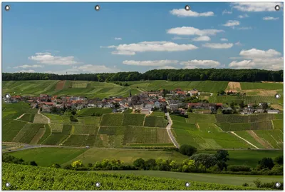 Produktbild von Wallario Outdoor-Poster für Garten oder Balkon, Motiv Panoramablick über die Champagne, in ca. 100 x 150 cm