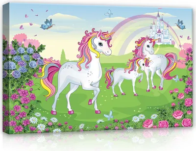 Produktbild von Leinwandbild - Einhorn Regenbogen Kinderzimmer - 13239_PP (Größe: O4 (60cm. x 40cm.))