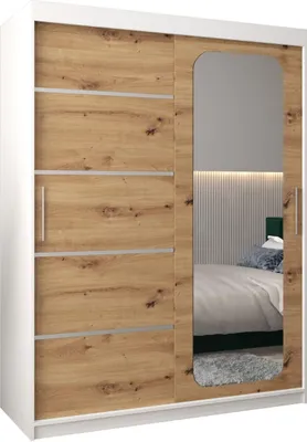 Produktbild von MEBLE KRYSPOL Promo 2150 Schlafzimmerschrank zwei Schiebetüren - Mattweiß + Artisan