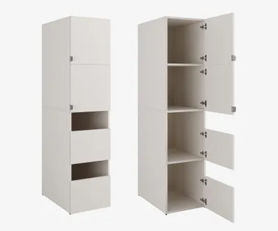 Produktbild von Hochschrank Badschrank Beatrice 187 x 45 x 65 cm Wäscheschrank Badregal Schrank für das Badezimmer Weiß