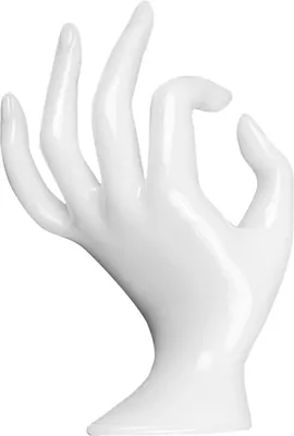 Produktbild von Handständer glatt und flach dekorativer Kunststoff ok Fingerständer Handmodell für Armbänder-Weiss
