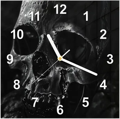 Produktbild von Wanduhr aus Glas mit Motiv Schädelaufnahme- 30 x 30 cm - inkl. Aufhängesystem