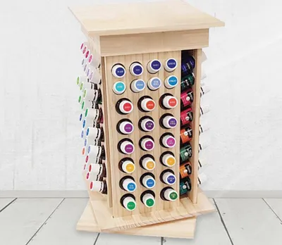 Image de Coffret de rangement pour huile essentielle, 8-tiers présentoir support étagère de stockage 360° pivotant bois 5ml 10 ml 15ml