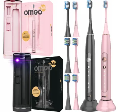 Obrázek produktu pro Sonické zubní kartáčky Omega s UV lampou, 5 režimů, inteligentní časovač, 2 barvy, značka OMEO
