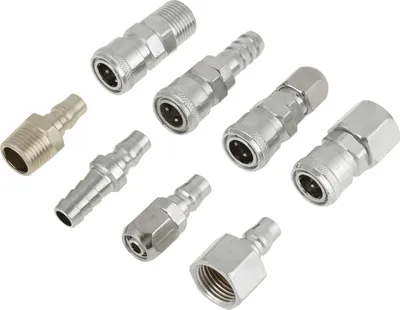 Produktbild von 8-teiliges Set mit BSP 1/2"-Schnellkupplungssteckern für Druckluftschläuche