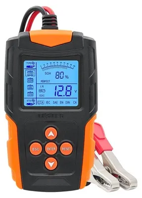 Obrázek produktu pro Testovací přístroj baterií Techstar® FBT-200, 12V/24V, 100-2000 CCA, 3Ah - 200Ah, digitální analyzátor baterií pro automobily, nákladní vozy, motocykly, SUV, lodě, Černá/Oranžová