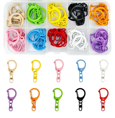 30 Metall-Schlüsselringe, Karabiner, bunt, 360° drehbar, DIY