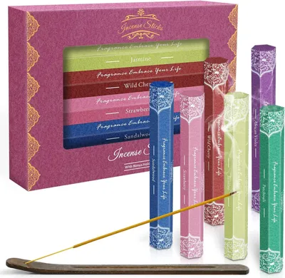 Image de SCENTORINI, coffret cadeau de bâtonnets d'encens de luxe – Fuchsia, 120 bâtonnets de différentes variétés