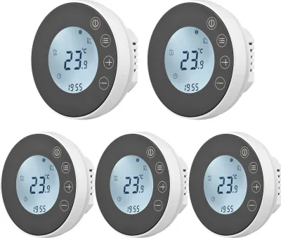 Zdjęcie produktu dla 5X Cyfrowy termostat pokojowy LCD do elektrycznego ogrzewania podłogowego Programowalny termostat pokojowy z okrągłym podświetleniem