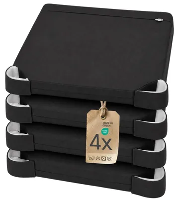 Produktbild von Sitzkissen Stuhlkissen Indoor & Outdoor 4er Set 40x40 cm - Schwarz - etérea Ella Stuhl Kissen Auflage