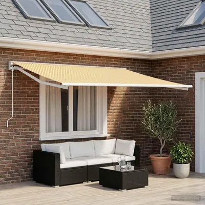 Obrázek produktu pro Náhradní látka na markýzu vidaXL, žlutá a bílá, 300 x 250 cm, polyester