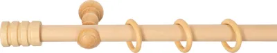Produktbild von SN Deco - Stilgarnitur Gardinenstange Vorhangstange Pisa, Holz, Klassikträger offen, 28 mm, 1-Lauf, Komplettset mit Ringen, Farbe Natur, 120 cm