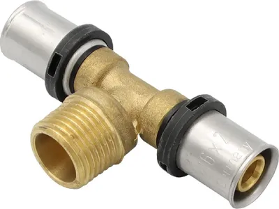 Produktbild von Pressfitting T-Stück 16x2 1/2 Zoll 16x2 mm AG TH Kontur Verbundrohr