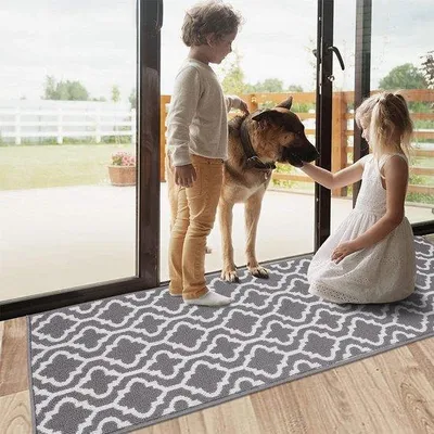 Image de Tapis antidérapant 50 x 150 cm, lavable, gris