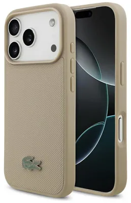 Obrázok produktu pre Puzdro Lacoste Petit Pique s lakovaným logom, kompatibilné s MagSafe, pre iPhone 17 Pro, farba taupe