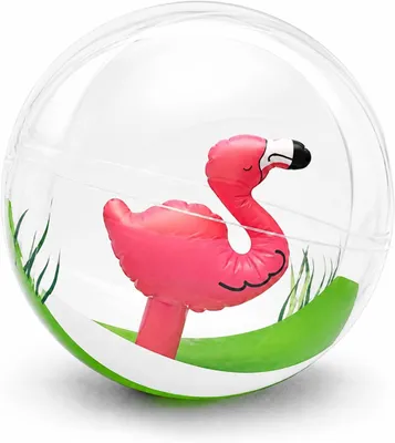 Immagine prodotto di Palla gonfiabile a forma di fenicottero, diametro 30 cm, senza pompa, con superficie antiscivolo, ideale per giochi in acqua
