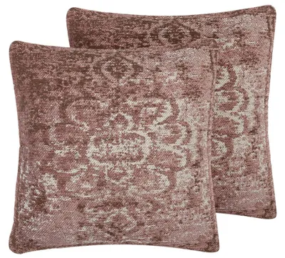 Obrázek produktu pro BELIANI Sada 2 dekorativních polštářů růžový orientální vzor 45 x 45 cm vintage glamour decor příslušenství