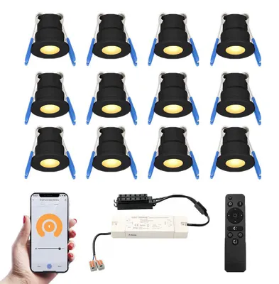 Image de HOFTRONIC - Mini spot LED encastrable 12V 3W 200lm 2700K IP65 Noir