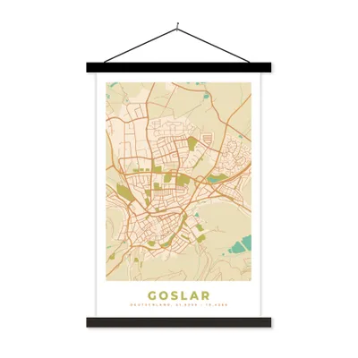 Produktbild von MuchoWow® Textilposter Goslar - Karte - Vintage - Stadtplan 40x60 cm mit schwarzem Rahmen - Wanddekorationen