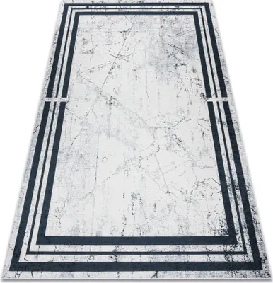 Produktbild von ANDRE 1023 Waschteppich Rahmen, Marmor Anti-Rutsch - schwarz / weiß Weiß 160x220 cm