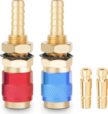 Produktbild von 2 Stück 8 mm wassergekühlte Schnellkupplung mit Gasadapter für WIG-Schweißbrenner