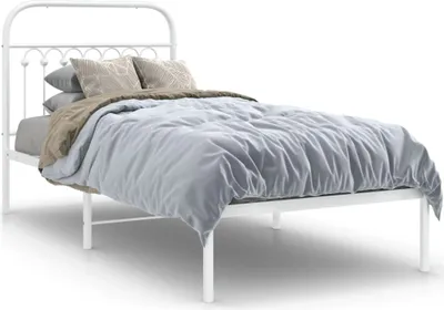 Produktbild von vidaXL Bettgestell mit Kopfteil Metall Weiß 90x200 cm