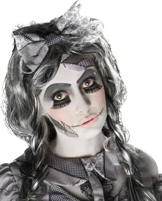 Produktbild von Gruselige Puppe Halloween Schmink-Set weiss-grau-schwarz - Einheitsgröße