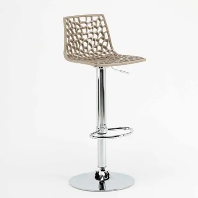 Immagine prodotto di Sgabello da bar con poggiapiedi alto e girevole regolabile in altezza per bar cucina Grand Soleil Spider - Beige Jute
